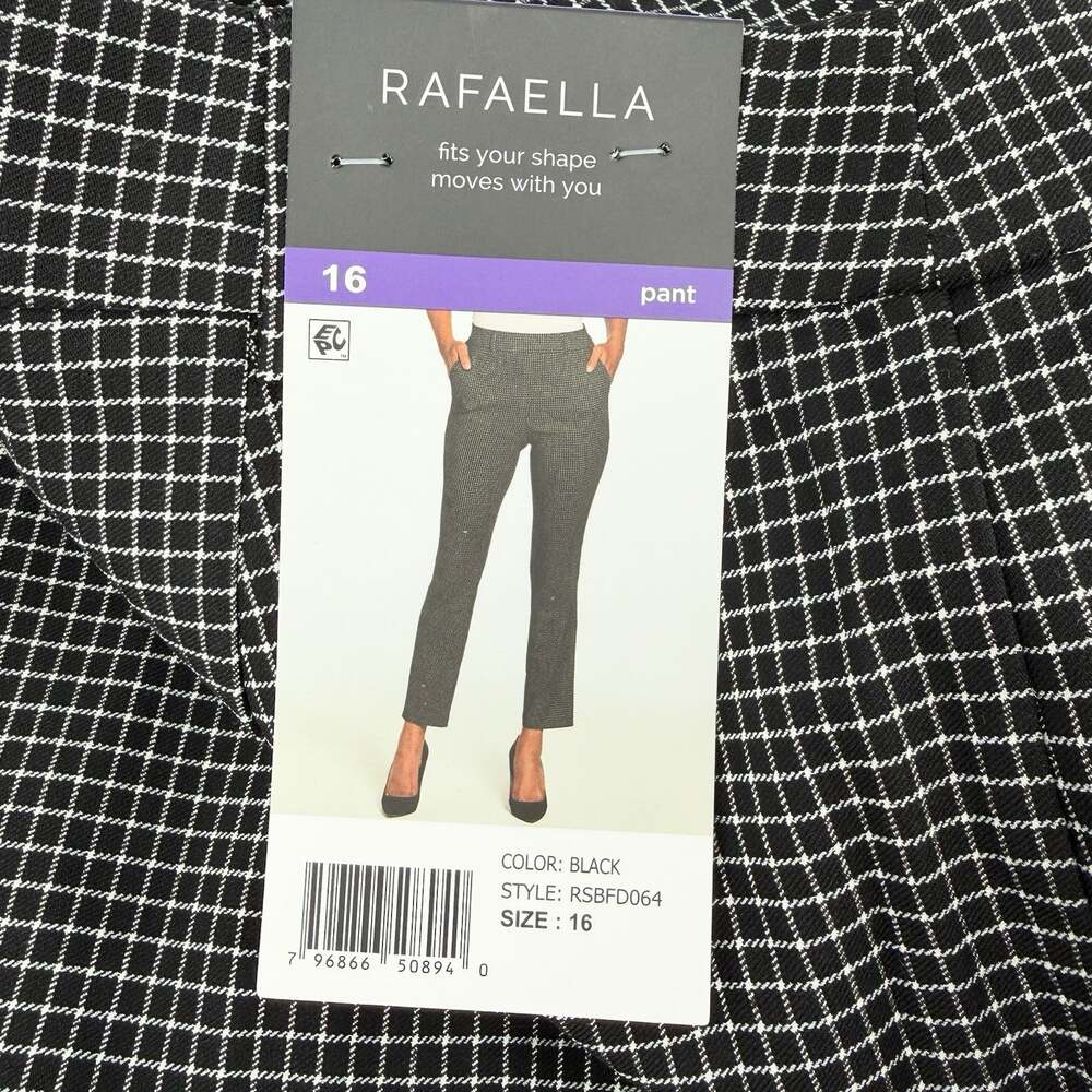 Rafaella Women’s Size 16 Black White Windowpane Plaid Ankle Pants NWT Stretch